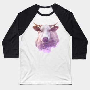 Cow Superimposed Watercolor Baseball T-Shirt